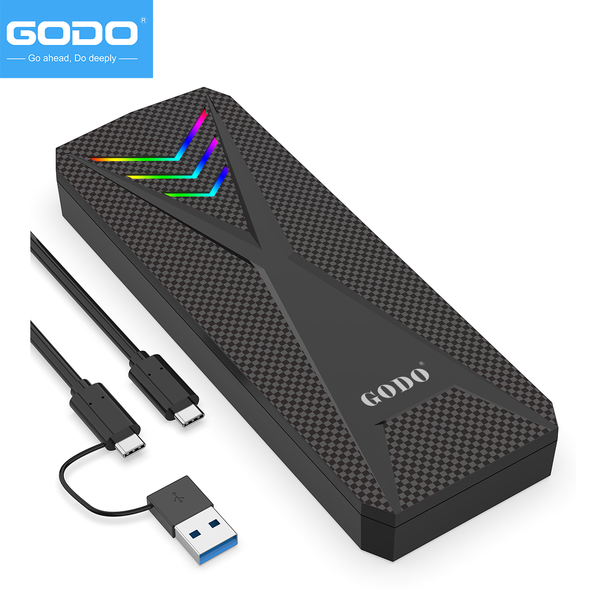 Portable Ssd Enclosure - GODO Portable RGB M.2 NVMe/SATA PCIe