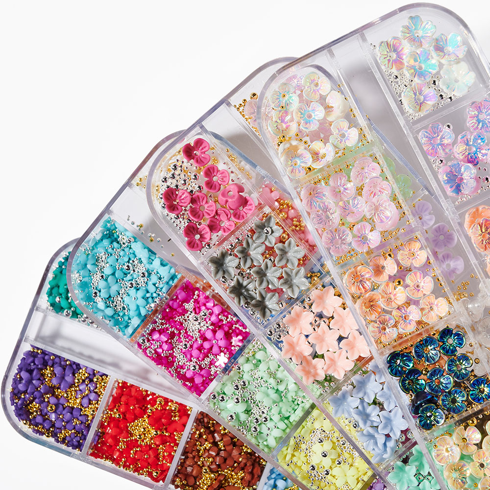 Tech Accessories Box - 12 Grids Acrylic Flower Mixed Steel