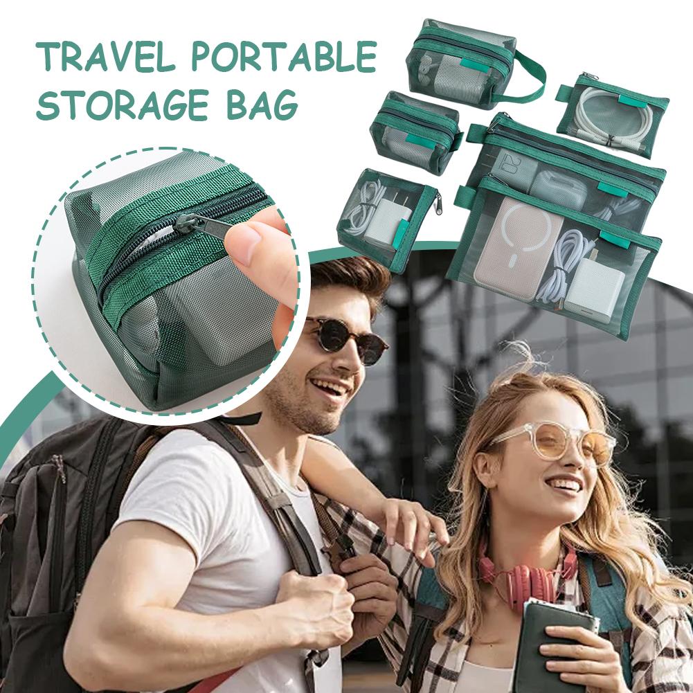 Travel Cable Organizer - 6Pcs Mesh Zipper Storage Bag Set