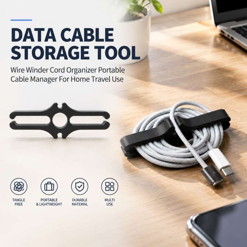 Travel Cable Organizer - Data Cable Storage Tool Wire Winder