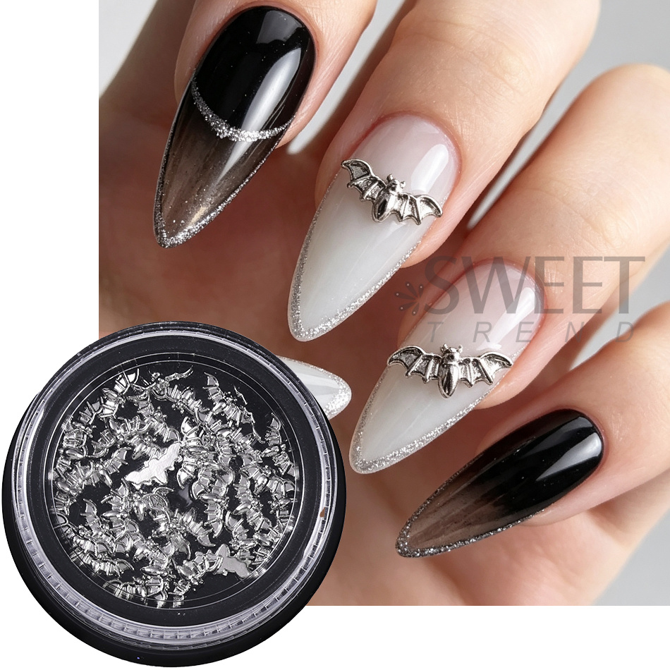 1 Box 3D Silver Bat Nail Charm - đánh giá và giá Tech Accessories Box